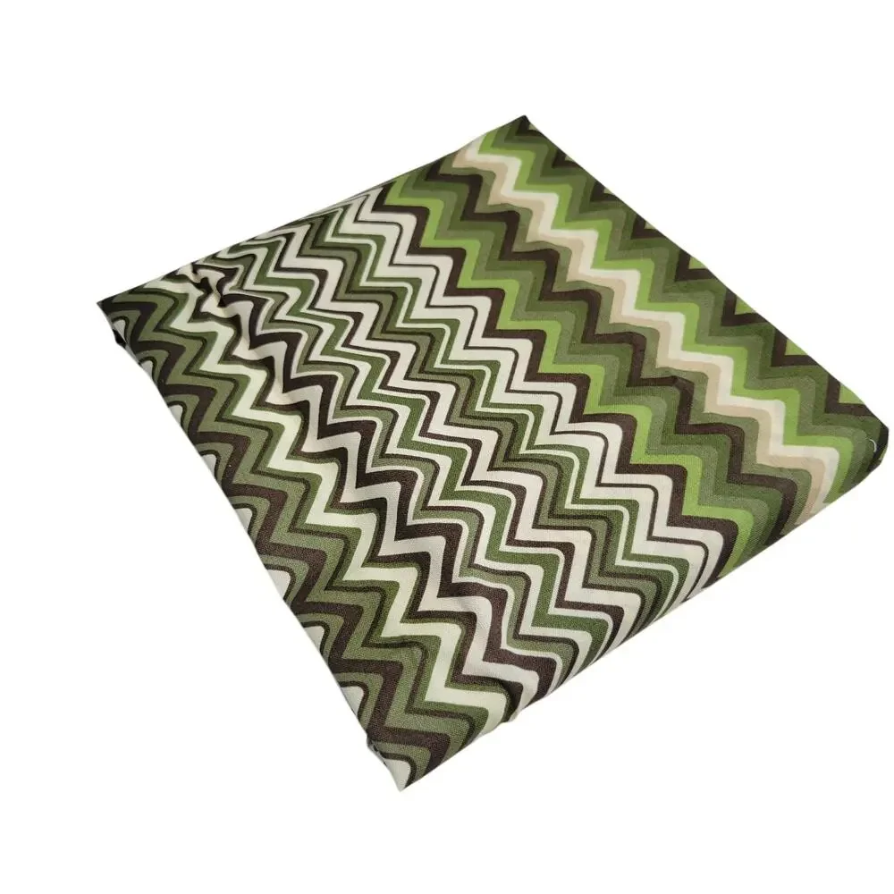 Cotton Fabric Green Brown Chevron Elizabeth Caldwell Garden Walk 1yd x 44”